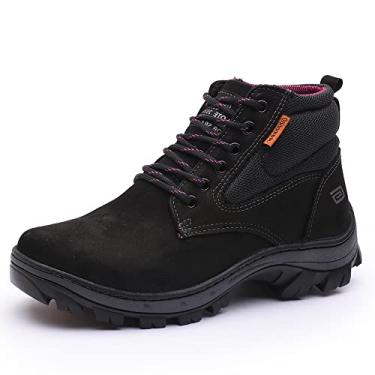 Imagem de Bota Coturno Tratorada Couro Masculina Trilha Caminhada Segurança Sola Borracha Tamanho:43;Cor:Preto;Gênero:Masculino;Departamento BS:Esporte