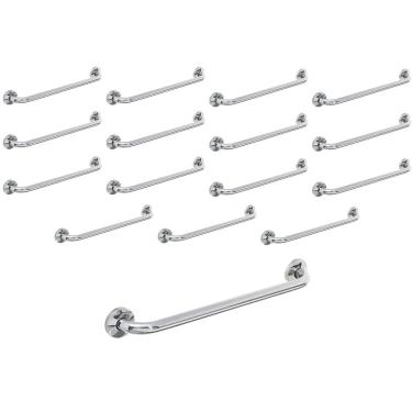 Imagem de Alça de Apoio Inox Barra 80cm Kit 16 Uni Acessibilidade Idoso Quarto Banheiro Corrimao
