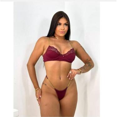 Imagem de Conjunto Luxúria Bordô - Sexshop Pimentinha 