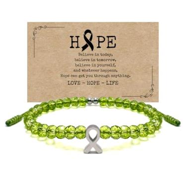 Imagem de LAMIBEE Pulseira para uma causa, pulseira de contas de cristal, pulseiras de conscientização, pulseiras para conscientização, pulseira de cordão de surfista de proteção para homens, mulheres, Medium