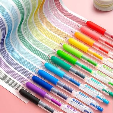 Imagem de Canetas planeadoras de diário coloridas de 0,5 mm, canetas de ponta fina para desenho, caneta fina porosa para diário, anotações, colorir, arte, escritório, escola, (12 cores gelatinosas)