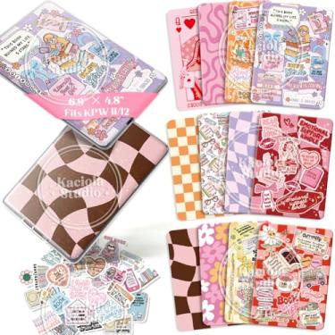 Imagem de Kaciola 12 peças de cartolina para e-reader e 50 peças de adesivos de scrapbook para capa transparente, 17,5 x 12,2 cm, tema de menina de livros e acessórios de decoração para papel branco 11-12 cm