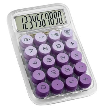 Imagem de Calculadora de interruptor mecânico com tela LCD grande de 10 dígitos, linda calculadora básica com botão grande antiderrapante e corpo transparente, para mesa de escritório, casa, negócios, escola