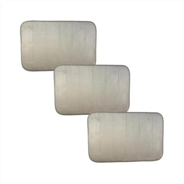 Imagem de Tapetes Lavabo 3 Unidades Tecido Poliéster Base emborrachada Canto Box 40x60CM Absorvente Bege e Cinza