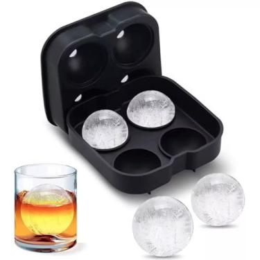 Imagem de Forma de Gelo em Silicone Premium 4 Esferas Tipo ICE Ball para Whisky Gin Bourbon Bebidas Reutilizável Livre BPA Fácil de Remover Derretimento Lento Durável Flexível Cores Variadas
