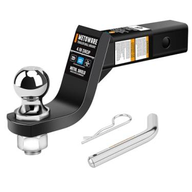 Imagem de METOWARE Suporte De Engate De Reboque Com Bola De 2 Pol. E Pino De Engate De 5/8 Pol., Bola De Engate De Reboque De Aço Sólido, Serve Para Receptor De 2 Pol., Queda De 4 Pol., Capacidade De Engate De