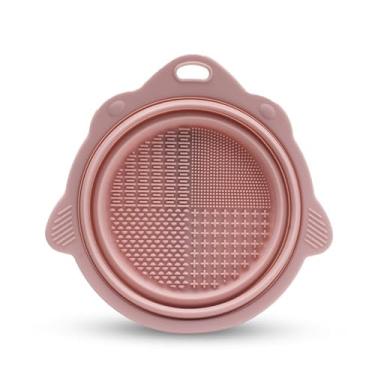 Imagem de Tigela de limpeza de pincéis de maquiagem de silicone dobrável - Ferramenta de limpeza portátil para pincéis, pó e esponjas - fácil de armazenar e reutilizável