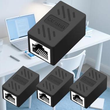 Imagem de Pacote com 4 Acopladores Ethernet RJ45 – Adaptador de conector fêmea para fêmea em linha para extensão de cabo Cat8/Cat7/Cat6/Cat5e/Cat5, extensor de rede de alta velocidade para PC, roteador, modem