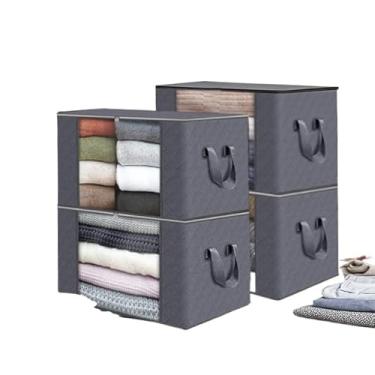 Imagem de Kit 1/12 Caixa Saco Organizador Cobertor Casaco GuardaRoupa Ecológico Anti-Poeira Umidade Insetos Multiuso(84L Cinza x4)