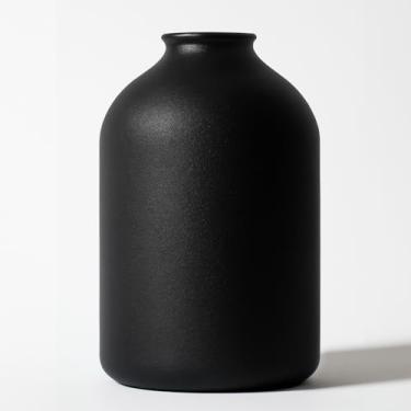 Imagem de Vaso preto para decoração de flores, sala de estar, vaso preto para mesa de centro de mesa de centro, decoração Wabi Sabi, grande decorativo moderno (preto)