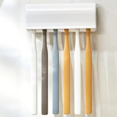 Imagem de 1 peça, 6 compartimentos, suporte branco para escova de dentes, caixa de armazenamento à prova d'água, para viagem, casa, hotel, presente para homens, mulheres, casais, amigos, família