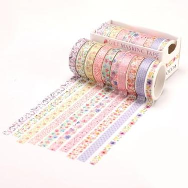 Imagem de Conjunto de adesivos Washi com 10 rolos de 2 metros, adesivos decorativos para artes faça-você-mesmo artesanato material de diário scrapbook cartão embrulho