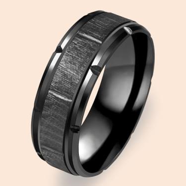 Imagem de Anel masculino de aço inoxidável | 8 mm de largura para marido e pai | Joias clássicas e duráveis para aniversário, Natal Y4035, Aço inoxidável, Sem pedra preciosa