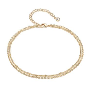 Imagem de Tornozeleira dourada feminina com tira dupla