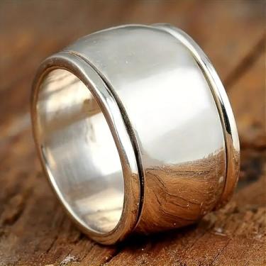 Imagem de Anel de dedo largo moda simples feminino/masculino festa diária todos combinam com acessórios de tendência estilo metálico joias, 10, Metal, Sem pedra preciosa