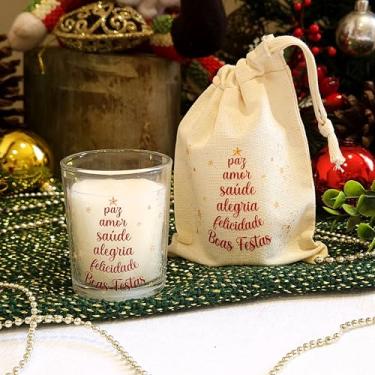 Imagem de LEMBRANCINHA DE NATAL - VELA PERFUMADA 70G - VOTOS DE NATAL VERMELHO COM SAQUINHO - KIT 6 UN