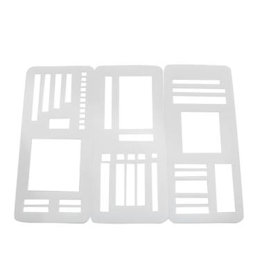 Imagem de JCBIZ 3 peças de réguas flexíveis para agenda, conjunto de estêncil, plástico, multifuncional, ferramentas de desenho organizadas, 13 x 6 cm, para etiquetas, agendas, álbuns, artesanato feito à mão