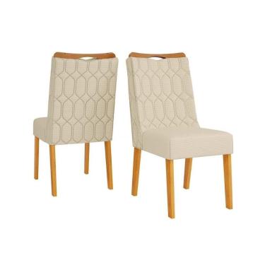 Imagem de Kit 2 Cadeiras Sala Jantar Bia Cedro-linho Neve - Dj Móveis