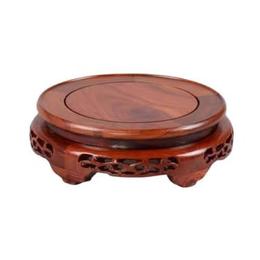 Imagem de suporte para bonsai Base de sândalo vermelho em estilo chinês com entalhe vazado, para bules vaso pedras estranhas(Grande)