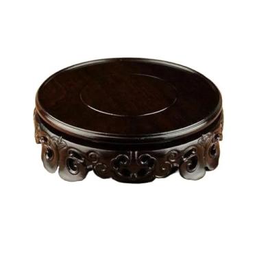 Imagem de suporte para bonsai Escultura em madeira, pedestal, artesanato, ébano, bonsai, conjunto de chá, vaso, prateleira decorativa(Grande)