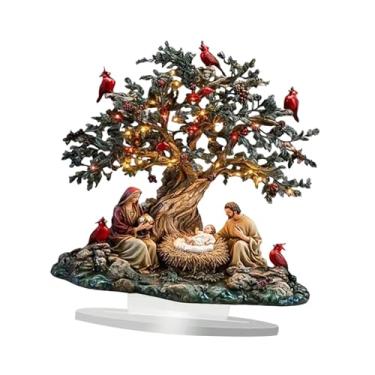 Imagem de IEUDNS Placa de presépio de Natal plana 2D, enfeite de mesa, decoração de Natal para escritório, Style a