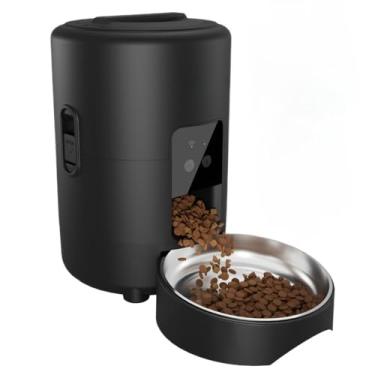 Imagem de Comedouro AutomáTico Inteligente para CãEs e Gatos com Wifi Distribuidor AutomáTico de RaçãO para CãEs e Comedouro para Gatos (2 Litros)(preto)