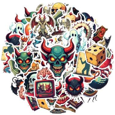 Imagem de 50 peças de adesivos de terror gótico de Halloween adesivos de papelaria assustadores para mala, geladeira, telefone, bagagem, laptop, guitarra, carro, brinquedos, faça você mesmo, telefone, laptop