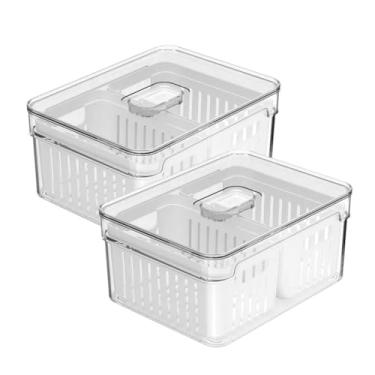 Imagem de Organizador Geladeira, Kit Organizador de Geladeira, Organizador Alimentos Geladeira Com Cesto úNico Duplo 2,2l (20x15cm) Linha Clear Fresh - Ou(2 Unidades - Cesto Duplo)