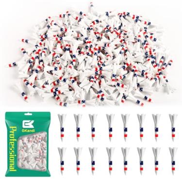 Imagem de GKandi Camisetas de golfe de plástico com design de copo de cinco garras de 3,8 cm a granel para mulheres e homens e mulheres clubes bolas de golfe 50/100 unidades branco azul (bandeira dos EUA, 50)