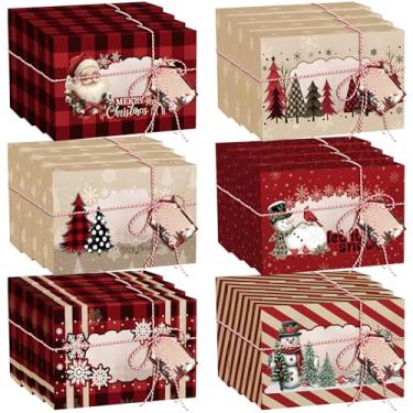 Imagem de Janlaugh 24 caixas de biscoito de Natal a granel 30 x 14 x 6 cm, árvore de Natal, Papai Noel, boneco de neve, buffalo, xadrez, caixas com janela para festa de Natal, chocolate, doces, cupcakes