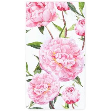 Imagem de 50 guardanapos florais de primavera para convidados guardanapos descartáveis rosa aquarela peônia flor jantar guardanapo de papel de mão para banheiro, casamento, festa de aniversário, suprimentos de