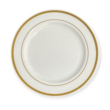 Imagem de Kit 5 Pratinhos sobremesa Acrílico Luxo Dourado 18cm festa - Dy67u, br
