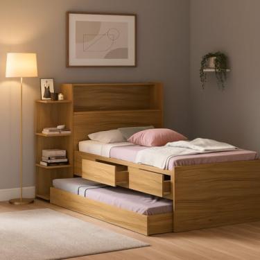 Imagem de Cama Solteiro Isa Com Cama Auxiliar (Nature)