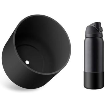 Imagem de Bota de silicone para garrafa de água, capa protetora antiderrapante para garrafa de água, protege garrafas de água de aço inoxidável FreeSip e flip, 1,134 g, preta