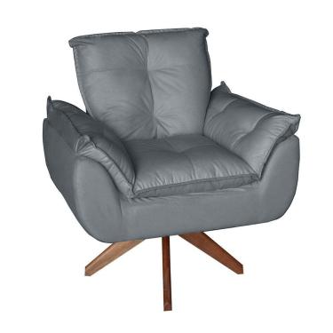 Imagem de Poltrona/cadeira Decorativa Glamour Opala Com Base Giratória 30cm Em Madeira Cinza