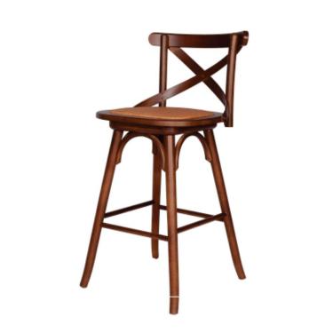 Imagem de Banqueta Giratória Assento em Rattan Imbuia Verniz