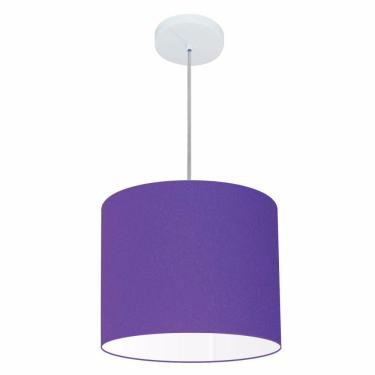 Imagem de Lustre Pendente Cilíndrico Free Lux Para Mesa De Jantar, Sala, Quarto, Churrasqueira E Balcão. Roxo Tam: 30x21cm