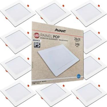 Imagem de Kit 10 Painel Led Pop De Embutir Quadrado 6500w 24w Avant