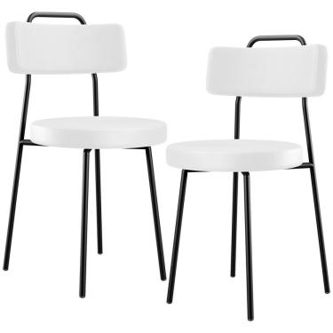 Imagem de Kit 02 Cadeiras Decorativas Estofada Para Sala De Jantar Barcelona L02 Facto Branco