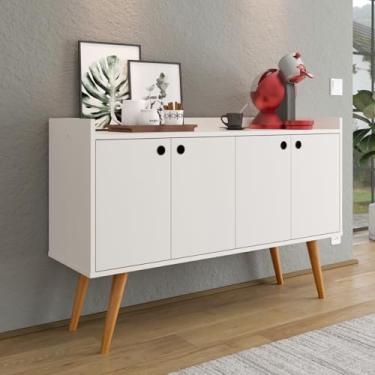 Imagem de Aparador Com Quatro Portas Para Cantinho Do Cafe Sala De Estar Armario Decorativo E Bar De Cozinha (BEGE)