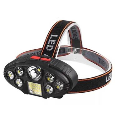 Imagem de Lanterna De Cabeça Sinalizador Ajustável Profissional Trilha Barco Acampamento Pesca Pescaria 8 Leds Recarregável Usb Co