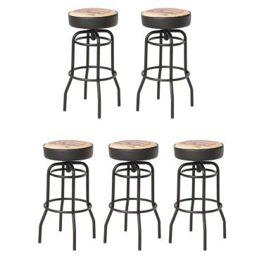 Imagem de Kit 5 Banquetas Texas Estampa Route 66