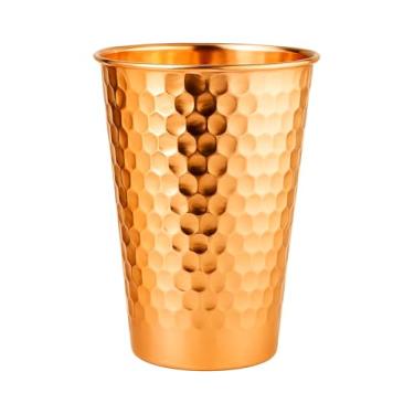 Imagem de 2activelife Copo martelado de cobre puro – Copo de cobre 100% puro (600 ml) | Copo para beber artesanal e polido à mão | Copo de água ayurvédico para bebidas geladas | Elegante e durável