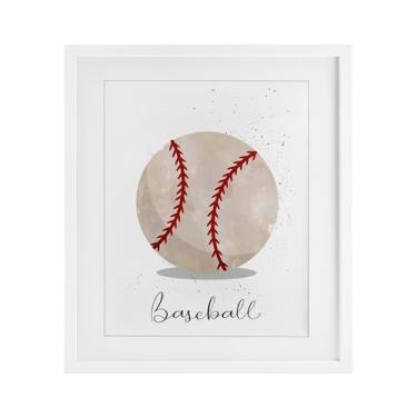 Imagem de Stupell Industries Let's Play Ball Baseball Impressão emoldurada cinza sob vidro, design de Christine Simpson Art, 40,6 x 33,5 cm