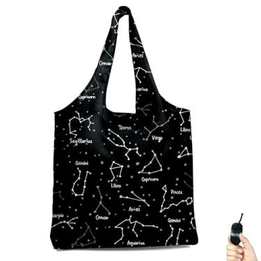 Imagem de BeeGreen Constelação reutilizável-mercearia-presentes-sacos-dobrável-lavável na máquina reutilizável-sacos de compras sacos extra grandes sacos sacos sacos de 29.9 kg tecido de poliéster ultraleve