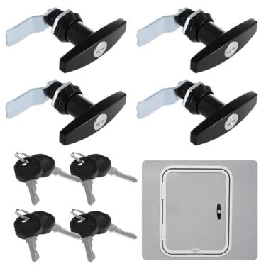 Imagem de Pacote com 4 fechaduras para armário e gaveta em T, armazenamento seguro para trailers, caminhões e reboques com chaves