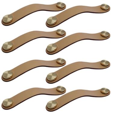 Imagem de LUMINFLY 8 puxadores de armário de couro, puxadores de gaveta macios estendidos, ferragens modernas para móveis com parafusos