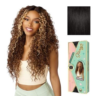 Imagem de Sensationnel Glamzy Lace Part Wig - Zinnia Glueless Hand Tied Wider V Parting Synthetic Hair (1B OFFBLACK)