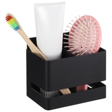 Imagem de Secador de cabelo de parede e suporte de ferro, montagem sem broca, seções duplas com ranhura para cabo, organizador de metal para ferramentas de estilo e acessórios de banheiro