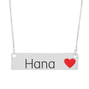 Imagem de Colar Semijoia Nome Personalizado Coração Resinado Hana Banhado em Prata 1000-999001844